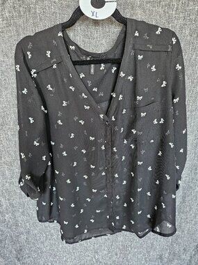 Maurices Bow Print Sheer Blouse